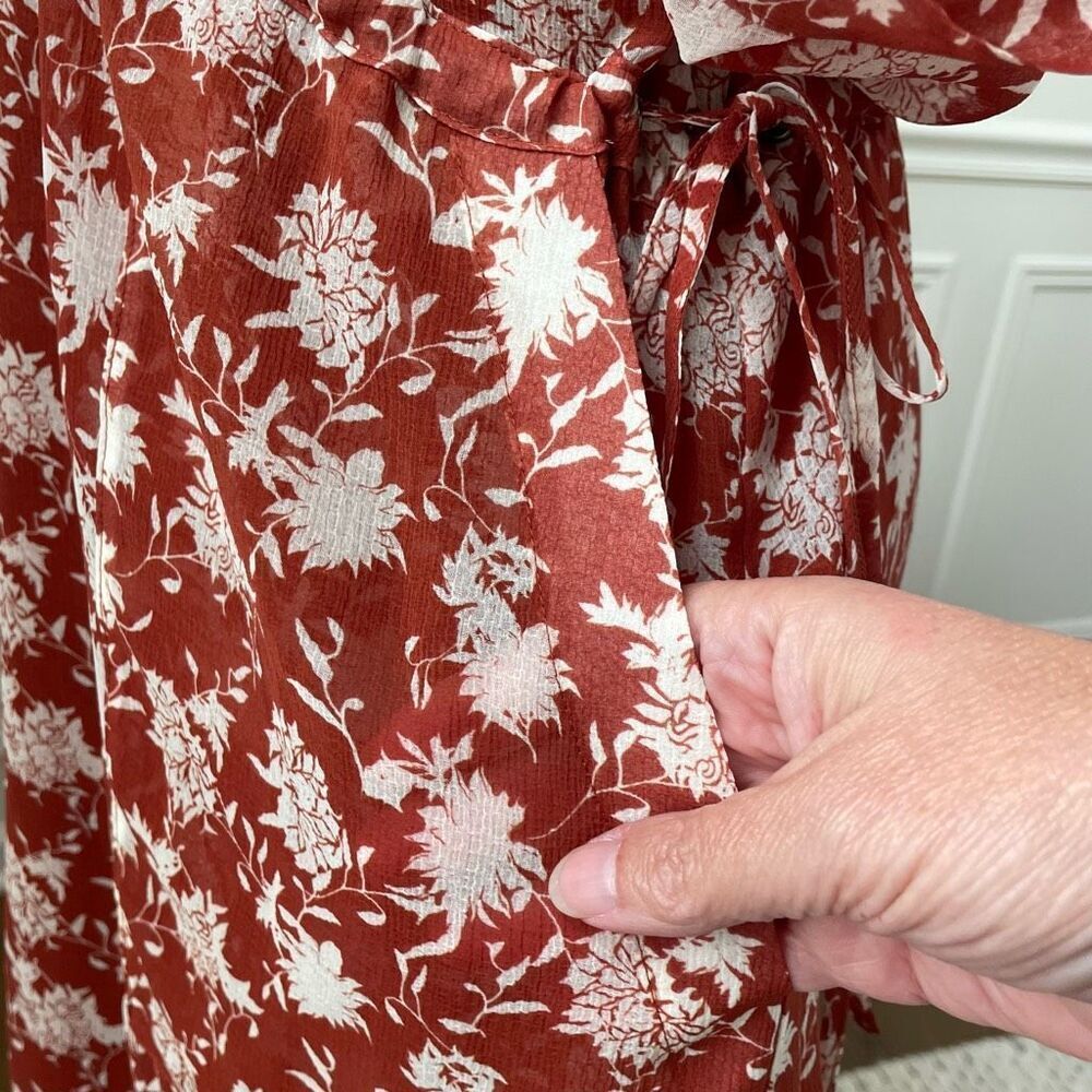 NWOT Rag & Bone Elysse Midi Dress Rust Floral Chiffon $495 XS - Picture 6 of 10